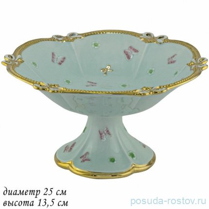 Конфетница 25 см н/н ментол &quot;бабочки&quot; (подарочная упаковка) / 357264
