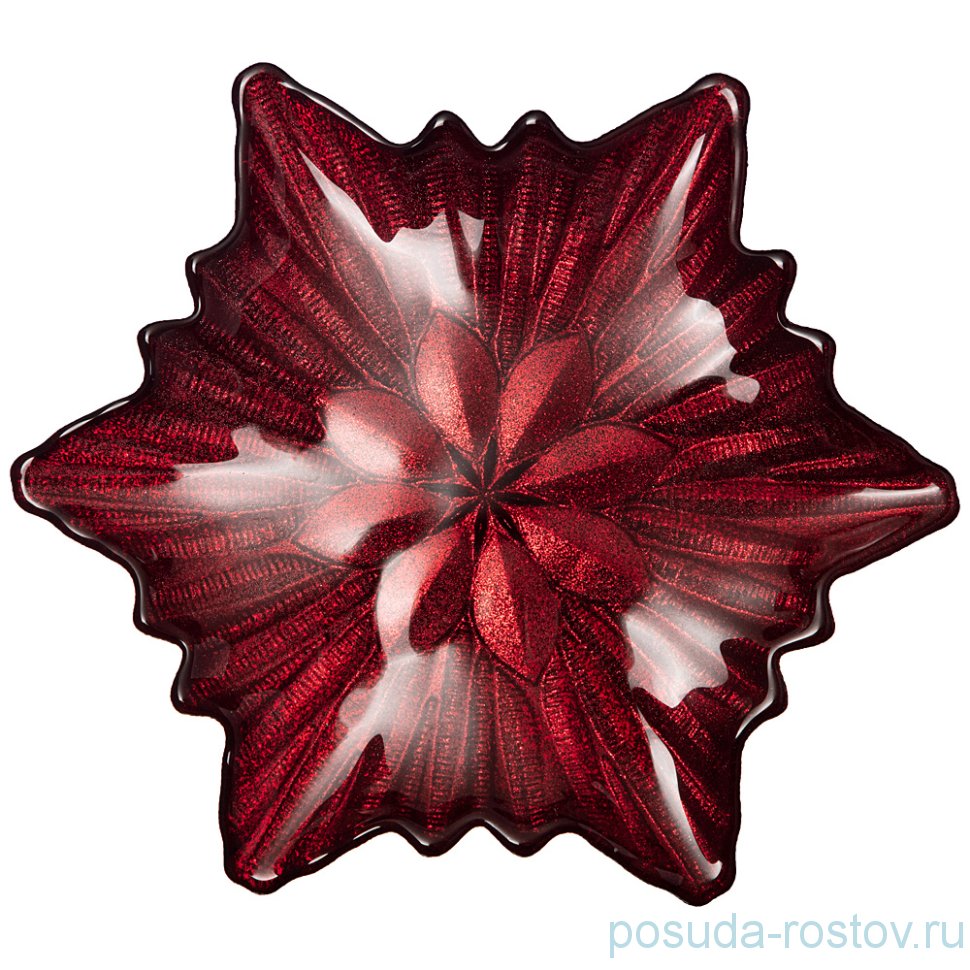 Блюдо 21 см Звезда "Snowflake red shiny " / 226075