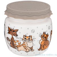 Емкость для меда/варенья 750 мл с силиконовой крышкой &quot;Озорные коты&quot; / 234142
