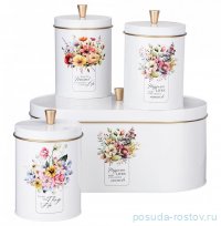 Хлебница 34 х 20 х 18 см + банки для сыпучих продуктов 12 х 17,5 см 3 шт &quot;Floral mood&quot; / 349468