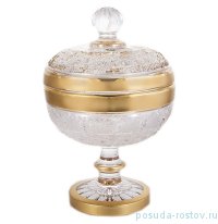 Конфетница 12 см н/н с крышкой &quot;Снежинка с золотом 2&quot; / 148218