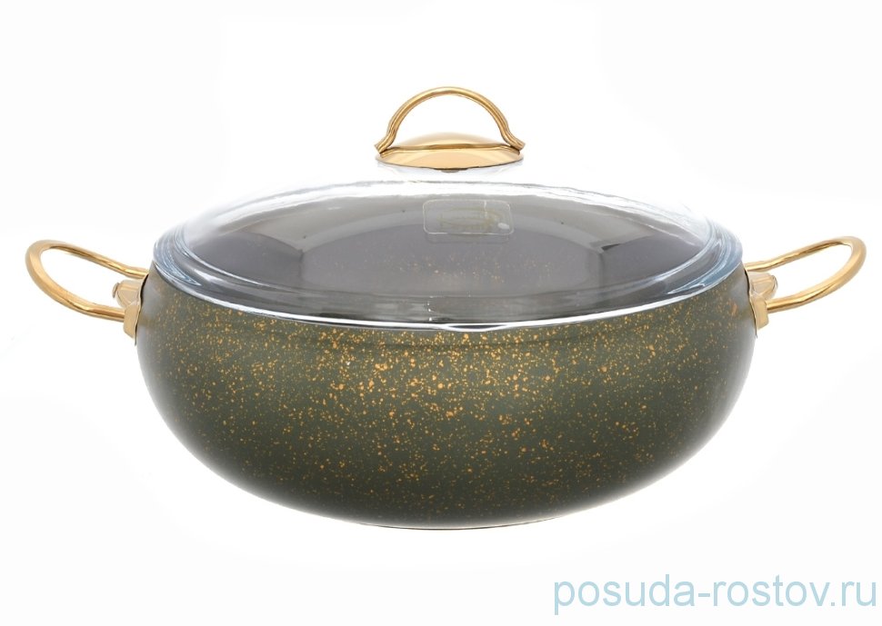 Кастрюля 28 см с крышкой антипригарное покрытие оливковая "Leydi /Repast" / 236542