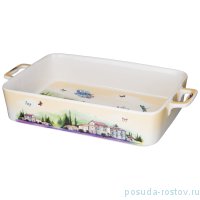 Блюдо 32,6 х 19 х 6 см прямоугольное с ручками &quot;Синие коты /Лаванда&quot; / 250824