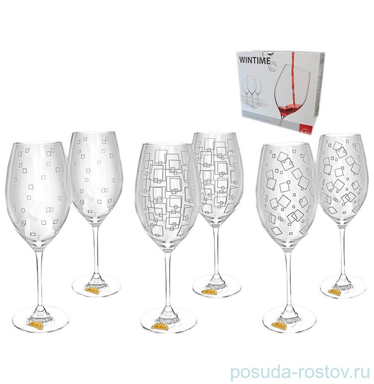 Бокалы для красного вина 540 мл 6 шт 3х2 "Wintime /Гранд микс" / 078848
