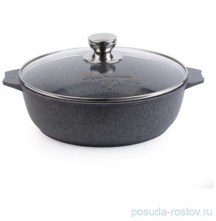 Жаровня со стеклянной крышкой антипригарное покрытие 4 л &quot;Premium grey&quot; / 245902