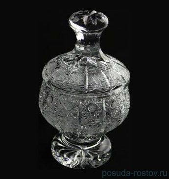 Вазочка 10 см с крышкой н/н &quot;Хрусталь резной&quot; / 028445