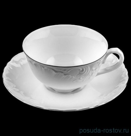 Чайная пара 330 мл 1 шт &quot;Рококо /Отводка платина&quot; / 128888