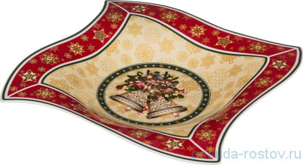 Блюдо 26 х 26 х 4 см квадратный &quot;Christmas Collection /Колокольчики&quot; / 192336