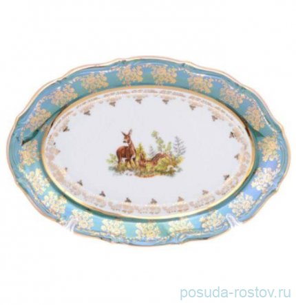 Блюдо 28 см овальное &quot;Мария-Тереза /Охота зелёная&quot; M-D / 262655
