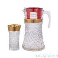 Набор для воды 7 предметов (кувшин с крышкой + 6 стаканов по 210 мл) &quot;Каро /Матовое золото&quot; / 205757