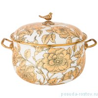 Кастрюля 24 см с крышкой эмалированная 6,1 л белая &quot;agness /золотые цветы&quot; / 196408
