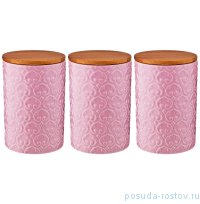 Набор ёмкостей для сыпучих продуктов 10 х 10 х 15 см 3 шт 750 мл розовые &quot;Agness&quot; / 191599