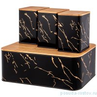 Хлебница 34 х 18 х 12,5 см + банки для сыпучих продуктов 10 х 10 х 14 см 3 шт чёрные &quot;Fantasy&quot; / 252392