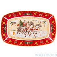 Блюдо 25 х 16 х 3 см прямоугольное красное &quot;с новым годом! /русская тройка&quot; / 254422