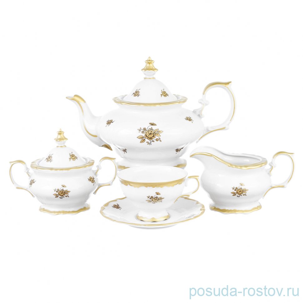 Чайный сервиз на 6 персон 15 предметов "Корона /Золотая роза" / 212757