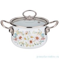 Кастрюля 16 х 10 см со стеклянной крышкой эмалированная 1,5 л &quot;Дворцовый парк&quot; / 271978