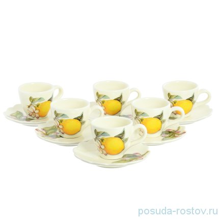 Набор кофейных пар 90 мл 6 шт &quot;Artigianato ceramico /Лимоны&quot; / 156794
