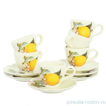 Набор кофейных пар 90 мл 6 шт &quot;Artigianato ceramico /Лимоны&quot; / 156794