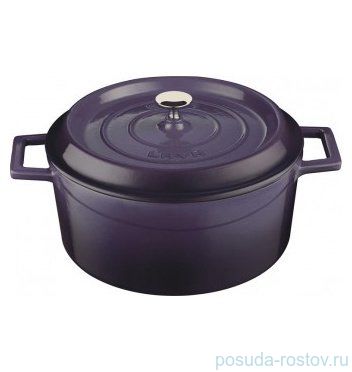 Кастрюля 24 см с крышкой литая чугунная 4,5 л "LAVA /PURPLE" / 154630