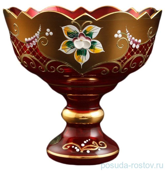 Конфетница 16 см н/н красная "Лепка сеточка /резная" / 097003