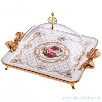 Блюдо 48 х 40 х 18 см с крышкой квадратное &quot;Розы&quot; / 186628