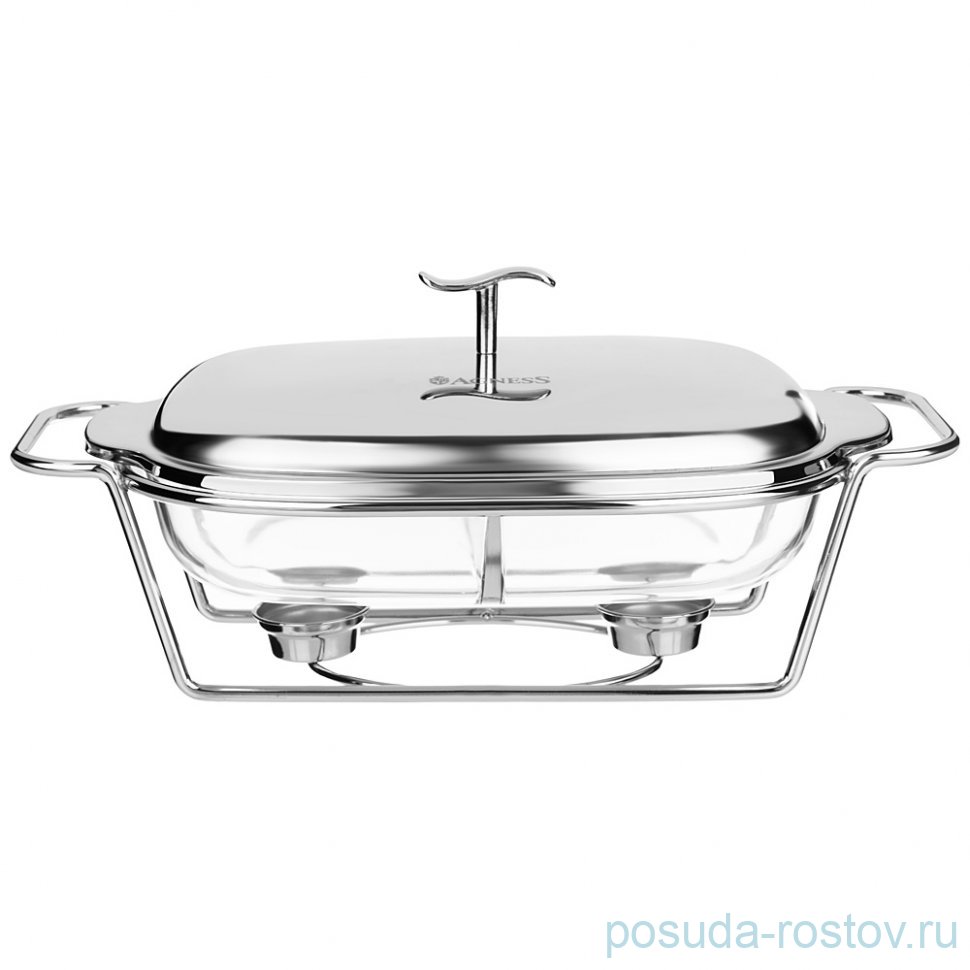 Мармит 2 отсека 2,45 л прямоугольный silver Agness / 336645