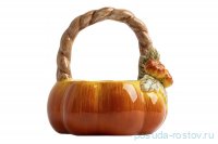 Конфетница 21 х 21 см с ручкой оранжево-зеленая &quot;Тыква /Bright pumpkin&quot; / 378565