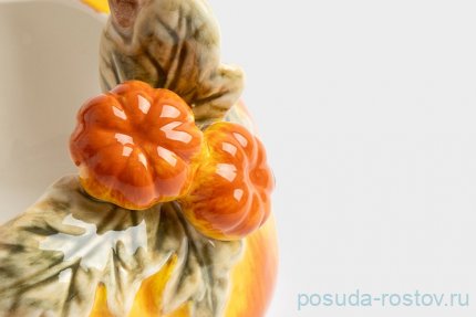 Конфетница 21 х 21 см с ручкой оранжево-зеленая &quot;Тыква /Bright pumpkin&quot; / 378565
