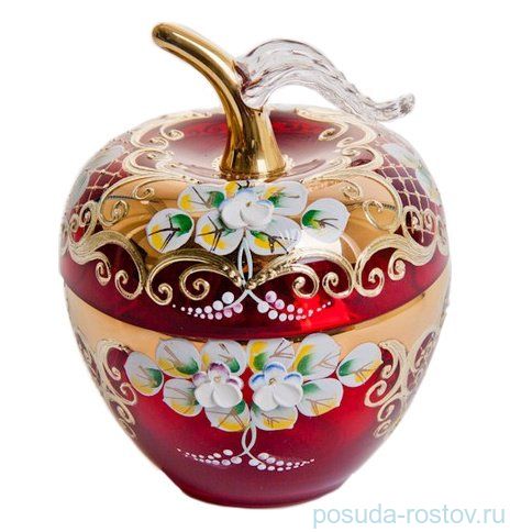 Вазочка с крышкой - яблоко "Лепка красная" маленькая / 046764