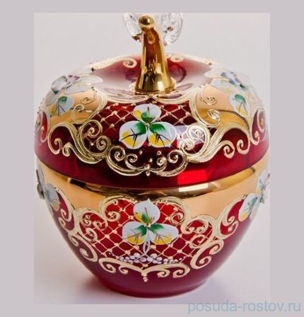 Вазочка с крышкой - яблоко &quot;Лепка красная&quot; маленькая / 046764