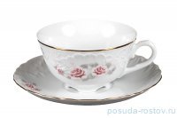 Чайная пара 220 мл 1 шт &quot;Рококо /577 /Серая роза /золото&quot; / 127664