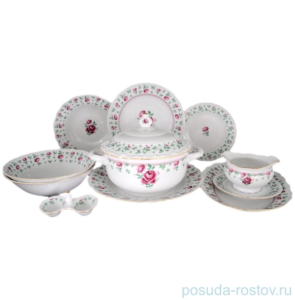 Столовый сервиз на 6 персон 25 предметов "Офелия /Розочки /отводка золото" / 065156