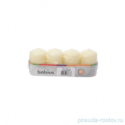 Свечи столбик 6 х 4 см 4 шт &quot;Кремовые /Bolsius&quot; / 257274