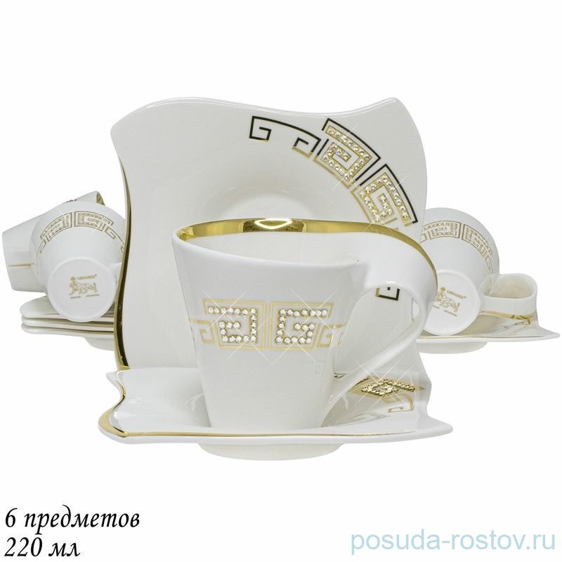 Набор чайных пар 220 мл 6 шт "Givenchi Gold" (подарочная упаковка)  / 368166