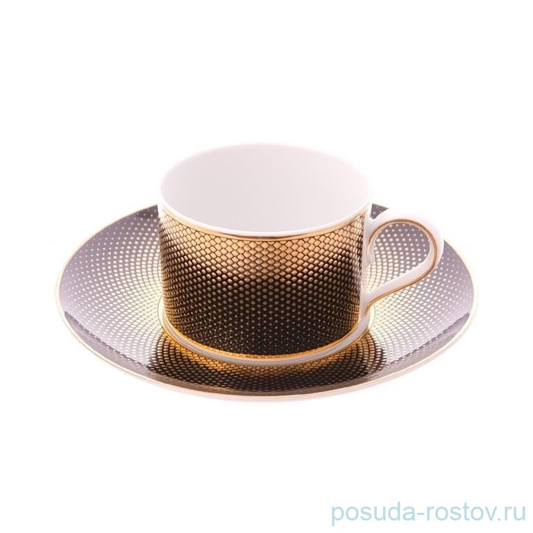 Набор чайных пар 230 мл 6 шт "Deluxe shape /Rio black gold" / 340676
