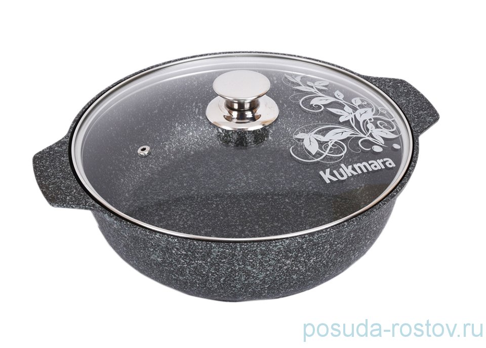 Кастрюля-жаровня 3 л со стеклянной крышкой антипригарное покрытие "Kukmara /Granit ultra /Green" / 151651