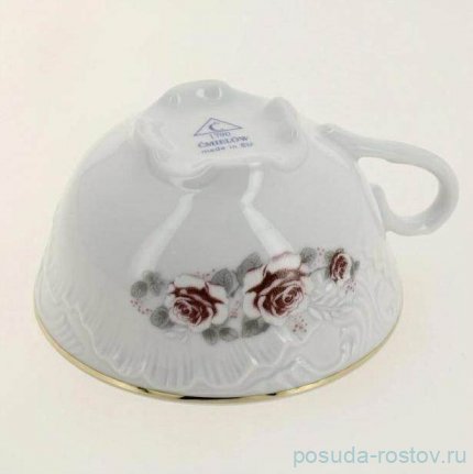 Чайная чашка 220 мл &quot;Рококо /577 /Серая роза /золото&quot; / 313056