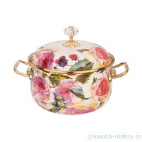 Кастрюля 18 см с крышкой эмалированная 2,8 л &quot;Agness /Винтаж /Розы&quot; / 196380
