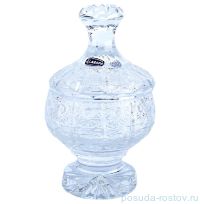 Вазочка 10 см с крышкой н/н &quot;Glasspo /Хрусталь резной&quot; / 079353