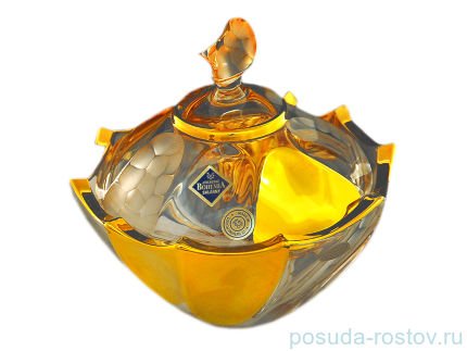 Ваза для конфет 12 см с крышкой &quot;Calypso /С золотом&quot; хрусталь Йиглава / 045861