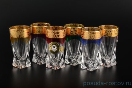 Стопки 50 мл 6 шт высокие &quot;Квадро /Ассорти с золотом&quot; / 099969
