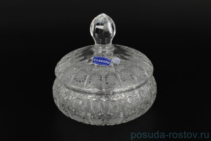 Вазочка 15 см с крышкой &quot;Glasspo /Хрусталь резной&quot; / 104243