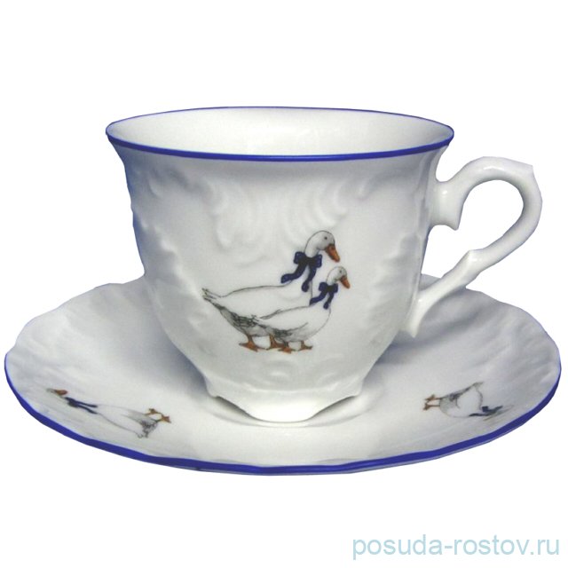 Кофейная пара 170 мл 1 шт "Рококо /Гуси" (блюдце 12,5 см) / 109891
