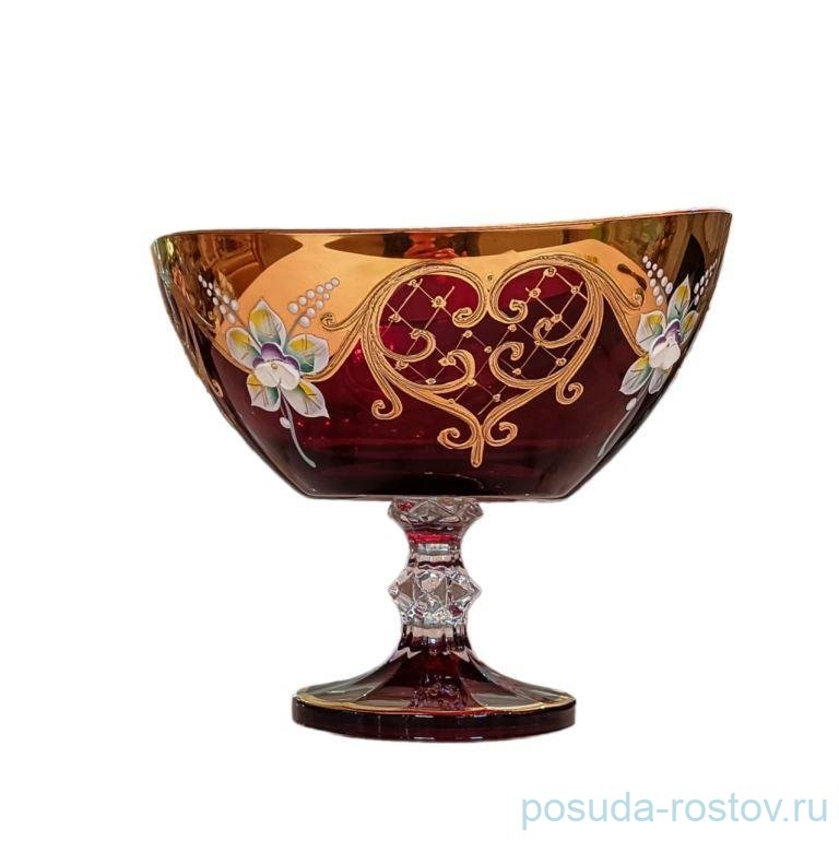 Конфетница 21 см н/н "Лепка красная" AS Crystal / 313116
