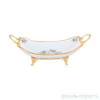 Ваза для фруктов 43 х 21 см овальная н/н с ручками &quot;Белый цветок&quot; / 281486