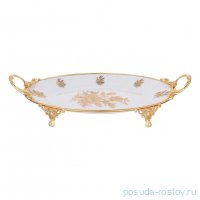 Блюдо 46 х 24 см овальное н/н с ручками &quot;Роза&quot; / 333586