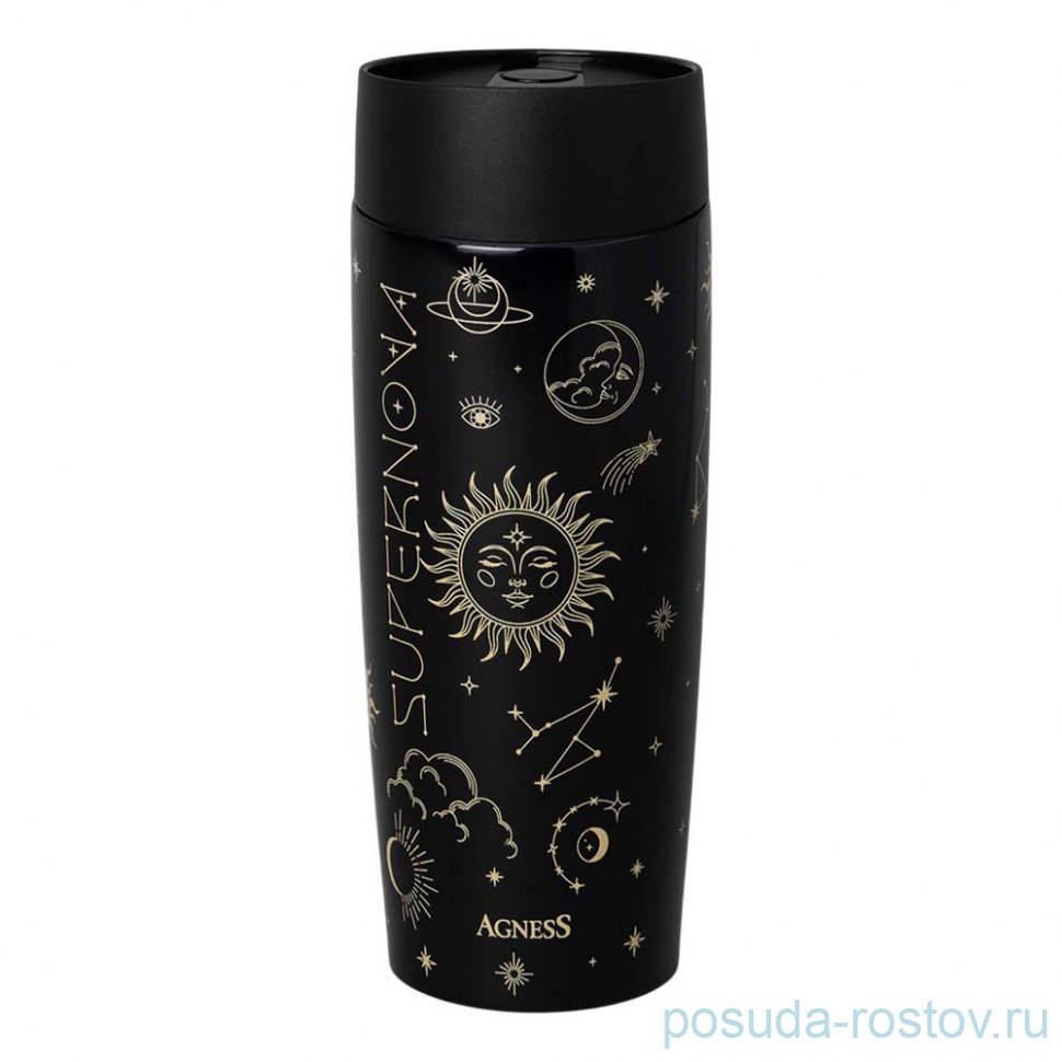 Термокружка agness supernova black 360мл / 364265
