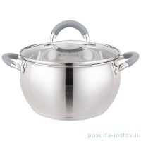 Кастрюля 20 х 11,5 см со стеклянной крышкой 3,3 л &quot;Apple&quot; серые ручки / 275419