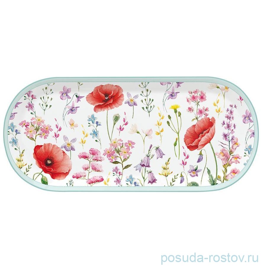 Блюдо 25 х 11,5 см овальное "Красные маки" (подарочная упаковка) / 314083