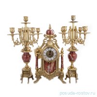 Набор 3 предмета (часы 45 х 25 х 18 см + 2 подсвечника 50 х 20 х 18 см) латунь &quot;A.Livio&quot; / 221962